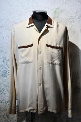  Ρus 1950s~ rayon two tone shirt