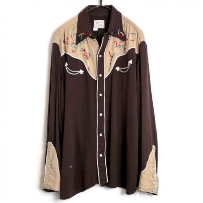  ΡH BAR Cۥơ 졼󥮥Х 󥷥ġ1950's-Vintage Rayon Western Shirt