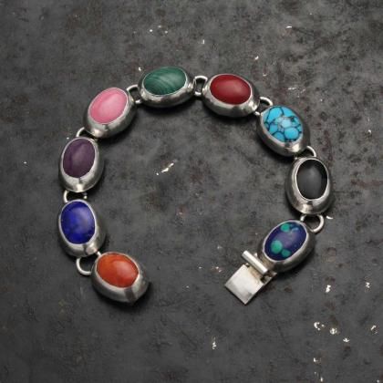  Ρơ С   ֥쥹åȡTAXCO MEXICO SILVER  Multi GemsOval Design