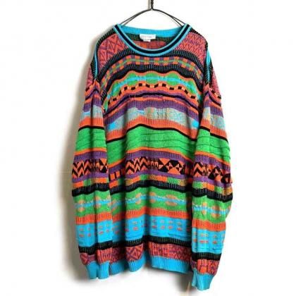  ΡPASSPORTSۥơ 3D 롼ͥå˥åȡ1990's-Vintage 3-D Knitting Sweater