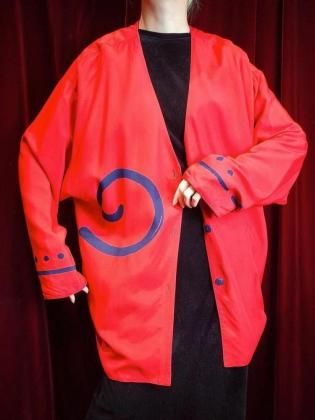  ΡModern Red Rayon Collarless Jacket Reversible