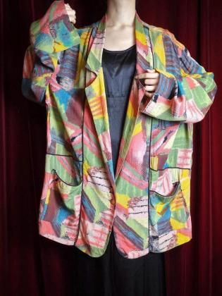  ΡAbstract Color Art Rayon Drape Jacket