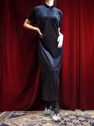  ΡBlack Velvet Buck Slit China Dress
