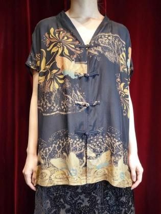  ΡButterfly & Lotus Oriental Silk China Shirt