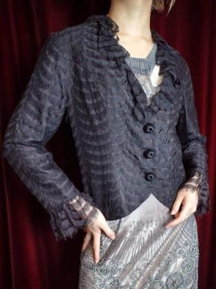 Ρc.1950s Vintage Black Lace  Pink Lining Jacket