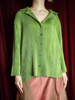  ΡBlight Green Pleats Shirt