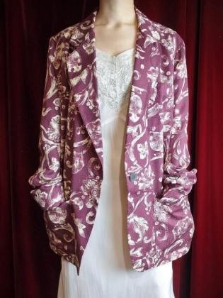  ΡBordeaux Arabesque Silk Tailored Jacket