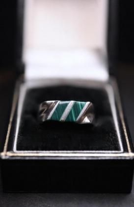  ΡVintage silver  malachite ring ơ С ޥ饫  
