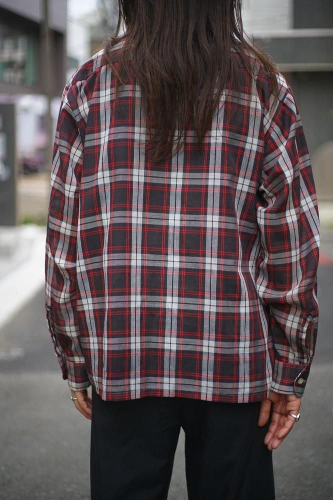 60s？penneys TOWNCRAFT 開襟シャツ 古着 60s 日本製 Towncraft Penneys ブラック シャドー チェック 開襟