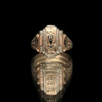  Ρơ å󥰡JOSTEN 10kt Gold  Bear Emblemۡ1953's-Art Deco Style Class Ring