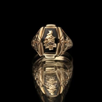 Ρơ å󥰡MURCHISON 10kt Gold  Onyx Witch Emblemۡ1950's-Class Ring