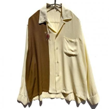  Ρơ 졼 ץ󥫥顼 ֥ɽ1960's-Vintage Rayon Shirt