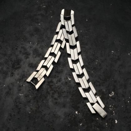  Ρơ إ С   ֥쥹åȡMEXICO STERLING 1960's~Feathering Link Chain