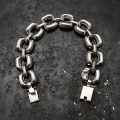 US ヴィンテージ シルバー ウェーブ チェーン ブレスレット STESLING ヴィンテージ シルバー ヘヴィー チェーン ブレスレット【925