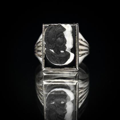 Ρơ  ᥪ 󥰡STERLING SILVER  Onyxۡ1930's~W Face