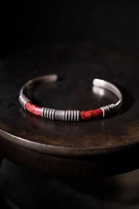  ΡVintage silver  leather bangle ơ С 쥶 Х󥰥 