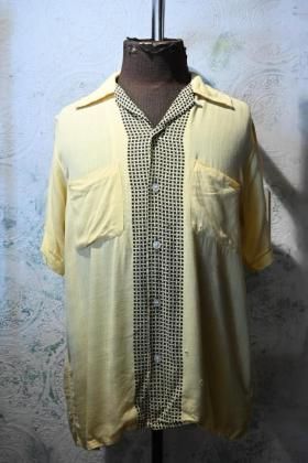  Ρus 1950s yellow  black rayon s/s shirt