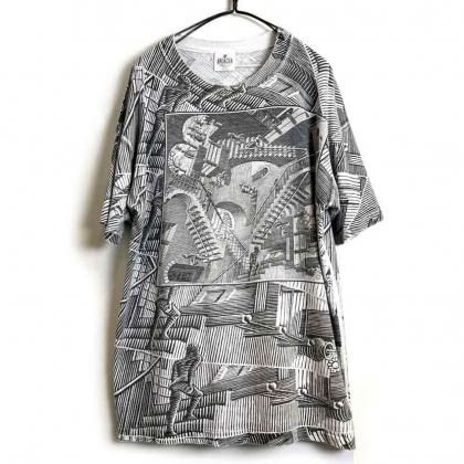  ΡM.C.Escherۥơ å㡼 Tġ1990's-Vintage All Over Print Art Tee