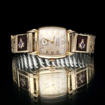  Ρơ ֥ ե꡼᡼ BULOVA Excellency 1950's- 21 JEWELS 10KGFMasonic Band Watch