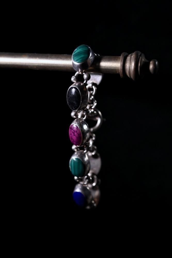 希少　ヴィンテージ　シルバー925 メキシコ マルチジェムストーン ブレスレット メキシコ ヴィンテージ シルバー マルチストーン ブレスレット