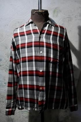  Ρus 1950s~ rayon nylon check shirt