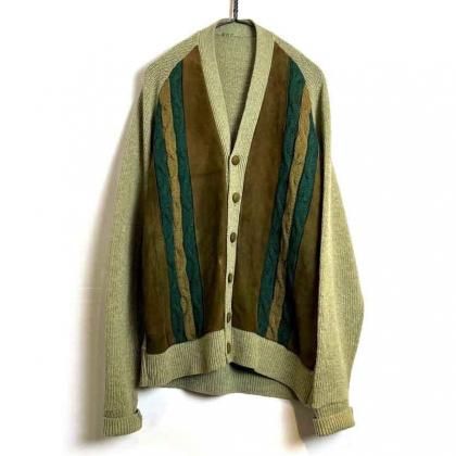  Ρơ ɡߥ˥å ǥ1960's-Vintage Suede  Knit Cardigan