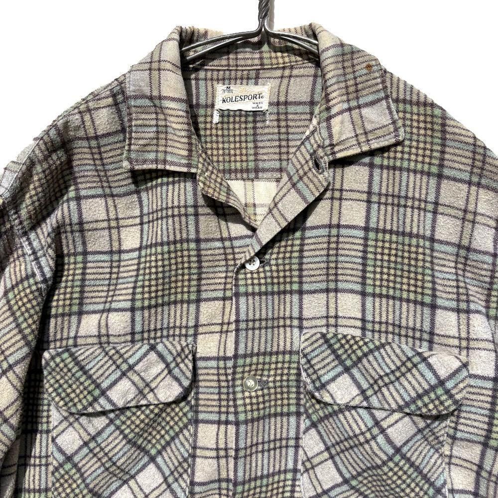 KOLESPORT 60s チェック柄プリントネルシャツ KOLESPORT】ヴィンテージ プリントネルシャツ【1960's-】Vintage
