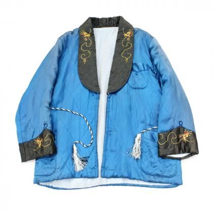  Ρơ ٥˥ 㥱å 1950's-Rayon Satin Dragon Embroidery