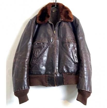  Ρơ G-1 쥶㥱å ѥ饤˥󥰡1950's-Vintage Alpaca Lining G-1 Leather Jacket