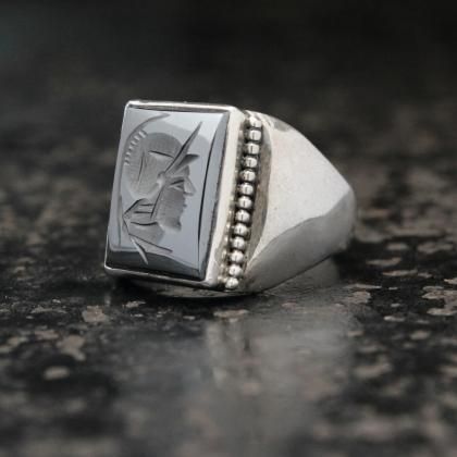 ヴィンテージ メンズ カメオ リング【10kt GOLD】【1940s-】Knight