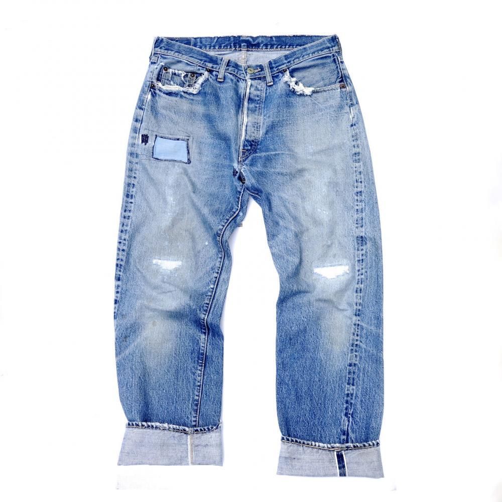 Levi's 501 big E (S type) vintage右膝35cmほど裂け - パンツ