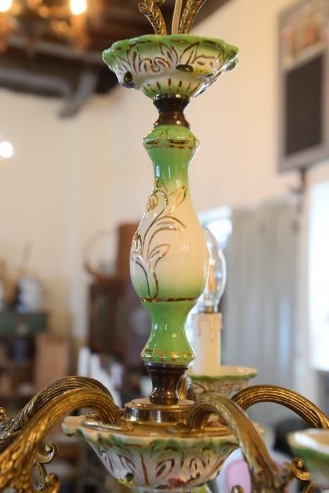 陶器製グリーンローズシャンデリア | 30%OFF - Antiques Jete