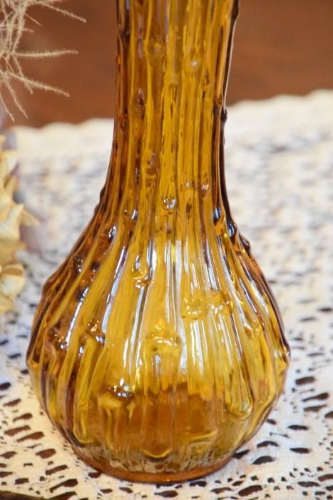 アンバーガラスのフラワーベース(送料込み) - Antiques Jete