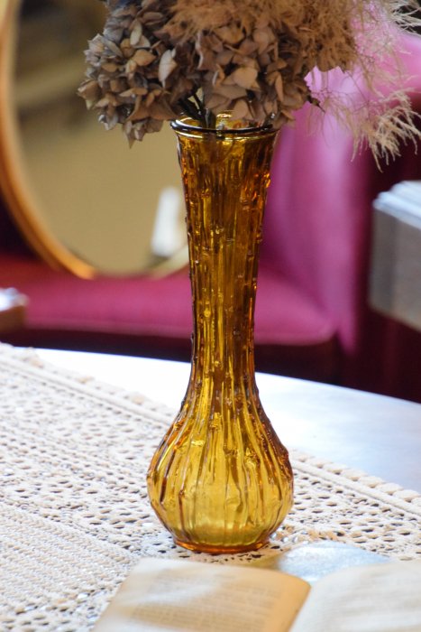 保障できる】 【70s 】アンバーガラス 花瓶 一輪挿し 骨董品 HOYA 花瓶 