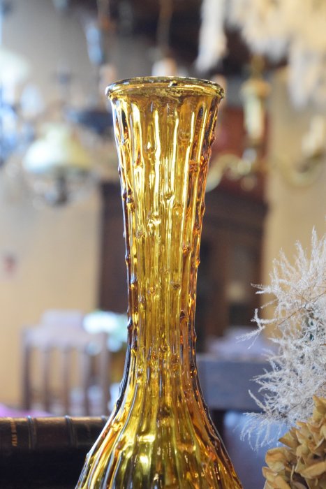 高速配送 【70s HOYA 】アンバーガラス 花瓶 一輪挿し 骨董品 花瓶 