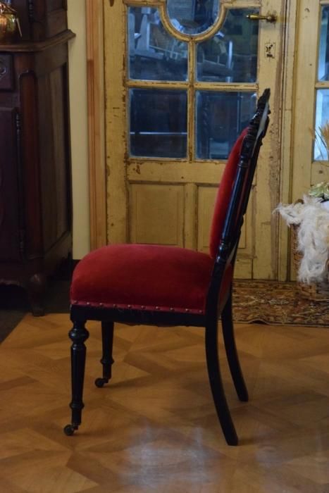 アンティーク1900年代初頭 ワインレッド シャビーチェア
