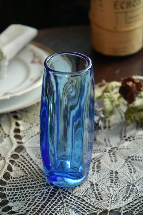 コバルトブルー ガラスフラワーベース 約30cm Glass-091-A--300x300.jpg