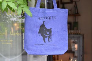 Original tote bag　antique ネコ　ブルーｘ黒
