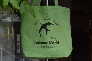 Original tote bag　ツバメ　黄緑ｘ黒