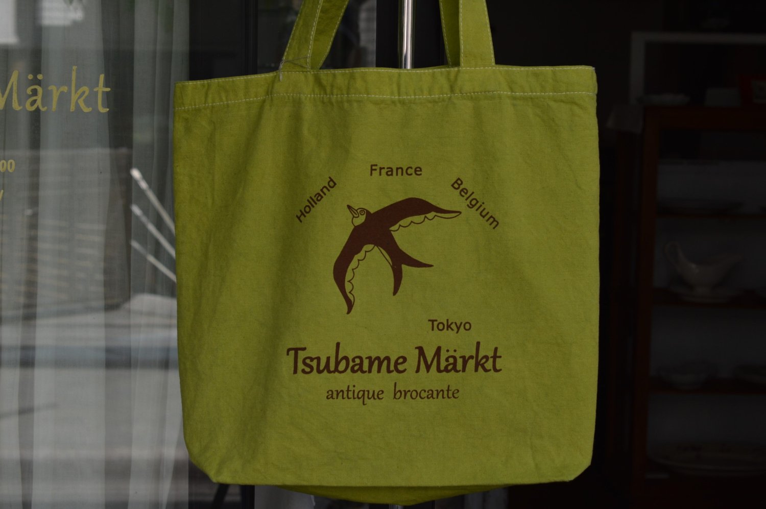 Original tote bag 空飛ぶツバメ 黄緑 - Tsubame Markt