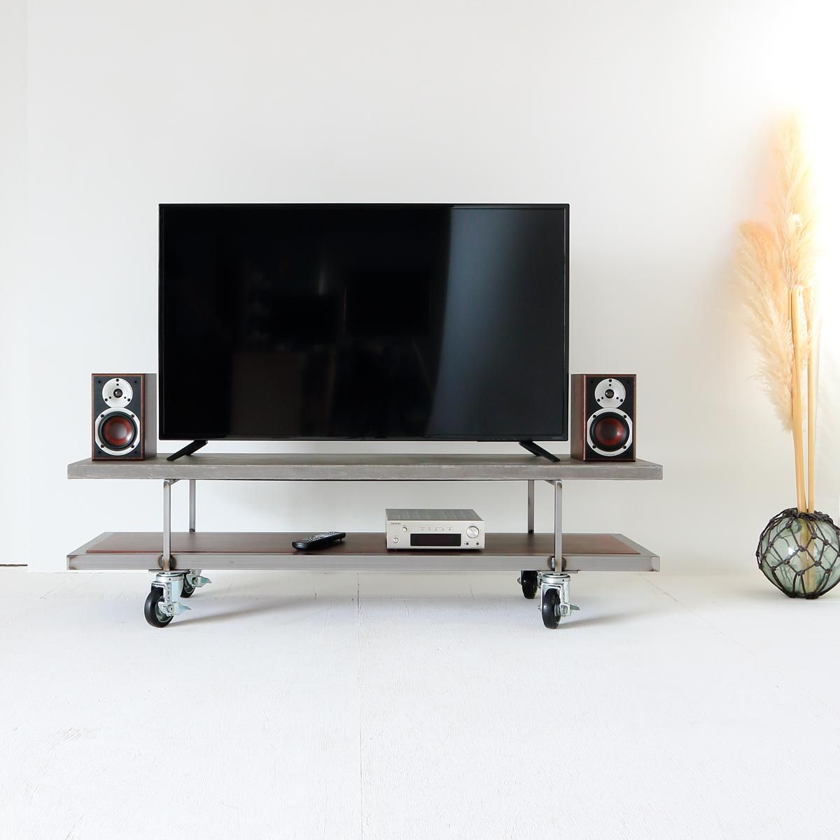モールテックステレビボード150キャスター付きライトグレイ・ダーク