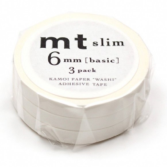 【mt】マスキングテープ　slim 6mm マットホワイト 6mm×7m - 雑貨屋いろは