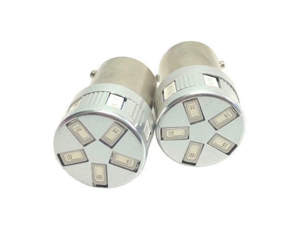 超小型 超光LED 12V/24V 無極性 S25S 1156 シングル金口ピン角180° 5730chip レッド 11SMD ２個セット  【2750】 - Mファクトリー 明かり屋（あかりや）LEDショップ