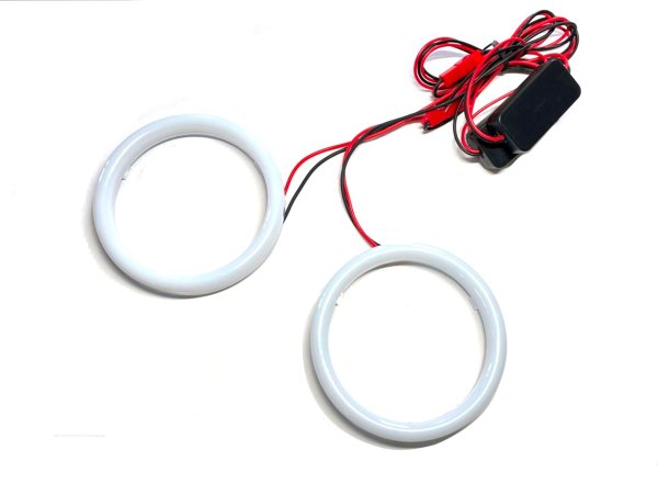 面発光 COBイカリング 乳白カバー付 カラー：レッド 60・70・80・90・95・100・110・120Φ ８サイズ選択 2本セット  12V・24V対応 【3431-red】 - Mファクトリー 明かり屋（あかりや）LEDショップ