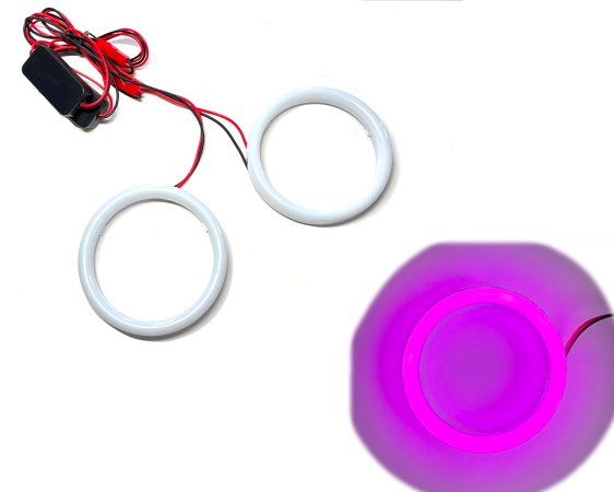 面発光　COBイカリング　乳白カバー付　カラー：パープル　60・70・80・90・95・100・110・120Φ　８サイズ選択　　2本セット　 12V・24V対応　【3436-purple】 - Mファクトリー　明かり屋（あかりや）LEDショップ