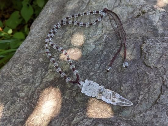 チベット法器★ネックレス★ヒマラヤ水晶★【金剛杭(プルパ)】★T型 チベット密教の法具！！ ヒマラヤ産水晶 『プルパ（金剛杭