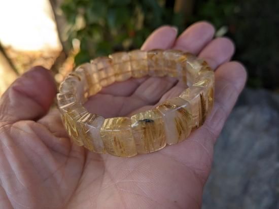 ☆金運・財運の象徴 ゴールドルチルクォーツ バングル 11ｍｍ幅 内径17cm ☆金運・財運の象徴 ゴールドルチルクォーツ バングル 11mm幅
