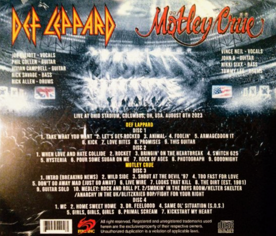 Def Leppard / Motley Crue 「OHIO STADIUM 2023」 - Blueyez records