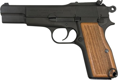 マルシン ブローニングハイパワー ミリタリー X-PFC 発火式 HW 黒 木製グリップ仕様 モデルガン 完成品 BROWNINGHI-POWER  092318 - モデルガンショップ チトセ浜松