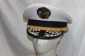 WWII WW2 米軍 海軍 将官 キャプテン 制帽 白 帽章付 アメリカ軍 レプリカ 複製 新品 キャップ 帽子 US 将校帽